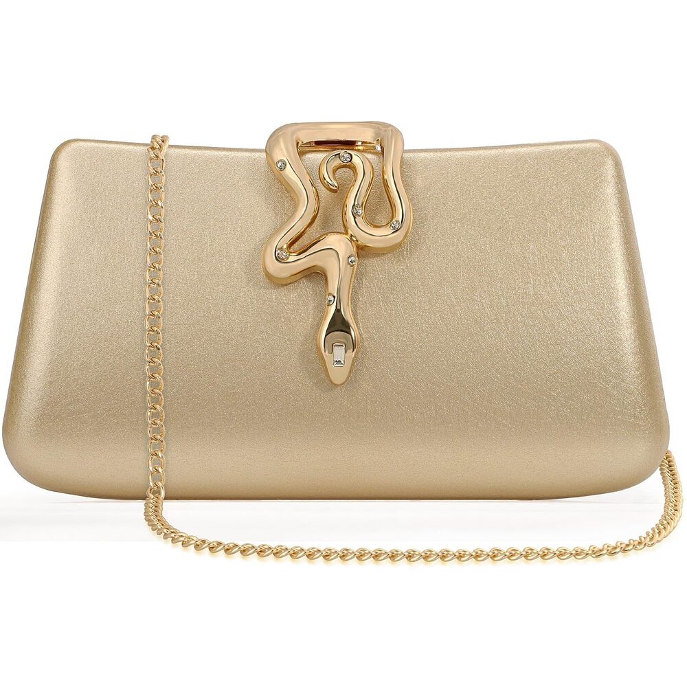 1634 Formal Evening Clutch Purse Synthetic Leather with Snake Clasp
